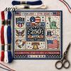 Segmented Embroidery Pattern 250th Anniversary Cross Stitch Kit, Independence Day Theme, Red White Blue Threads Patriotic Set, USA Patterns