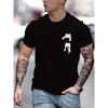 Cat Round Neck T-shirts, Causal Graphic Tees, Short Sleeves Slim Fit Tops, Men's Summer Clothing