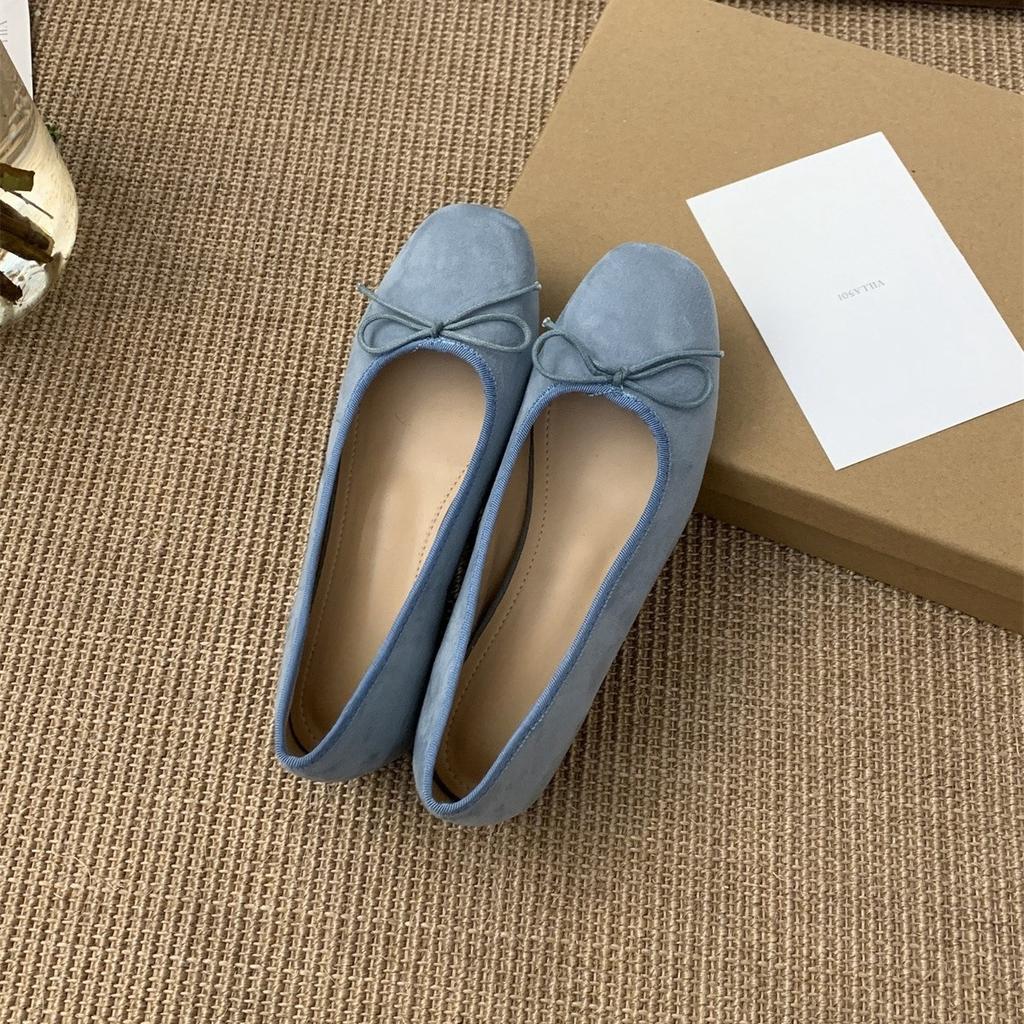 Внутреннее увеличение высоты замша светлый рот красный одинарные туфли женские толстая подошва на одном педале женские туфли с юбкой желтые туфли Doudou