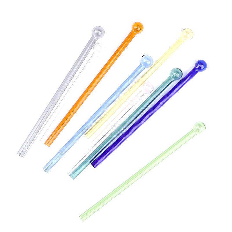 19Cm Long Round Head Glass Straw Eco Friendly Reusable Drinking Straws For Milkshake Smoothies Cocktails Bar Home Accessories