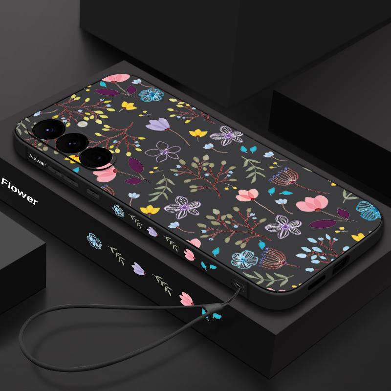 Чехол-шнурок с цветочным принтом для Samsung Galaxy S24 S23 S22 Ultra S21 FE A14 A34 A52 A54 A15 A25 A35 A55 5G A16 A56 S25 Plus