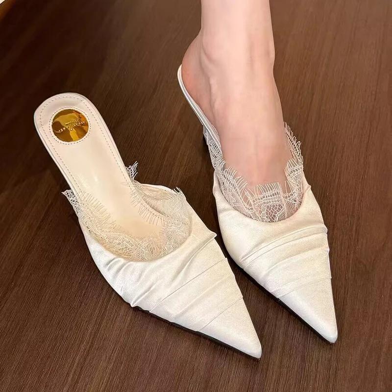 Элегантные туфли-лодочки на высоком каблуке, сандалии с острым носком, 2025, новый дизайнерский, сексуальные туфли-лодочки, летний модный тренд, платье, Zapatillas Mujer