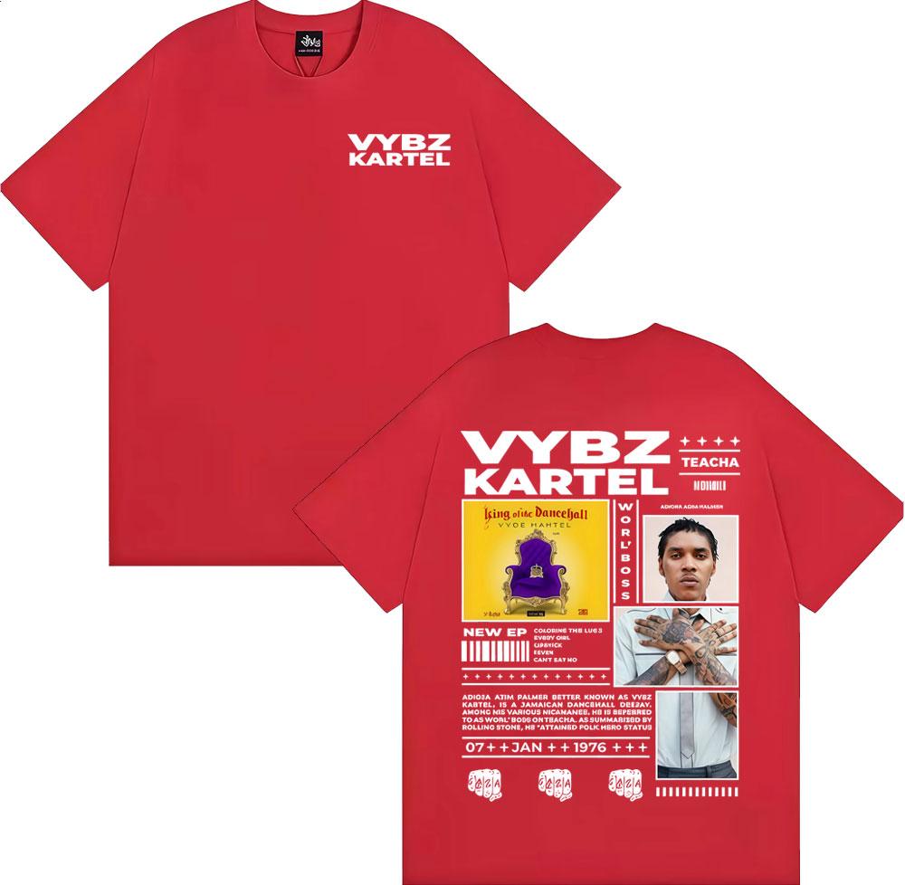 Rapper Vybz Kartel Album Tour 2025 Merch T Shirts Men Women Vintage Hip Hop High Street T-shirts Summer Tops 100% Cotton T-shirt