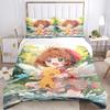 3pcs Anime Sakura and the Elf Printed Quilt Set - Soft and Comfortable Quilt Cover for Bedroom, Guest Room L003