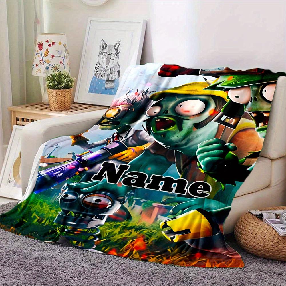 Plants Vs Zombies Customizable Name Blanket Comfortable All Seasons Suitable For Sofas Beds Travel Camping Office Decoration Perfect Gift For Holidays