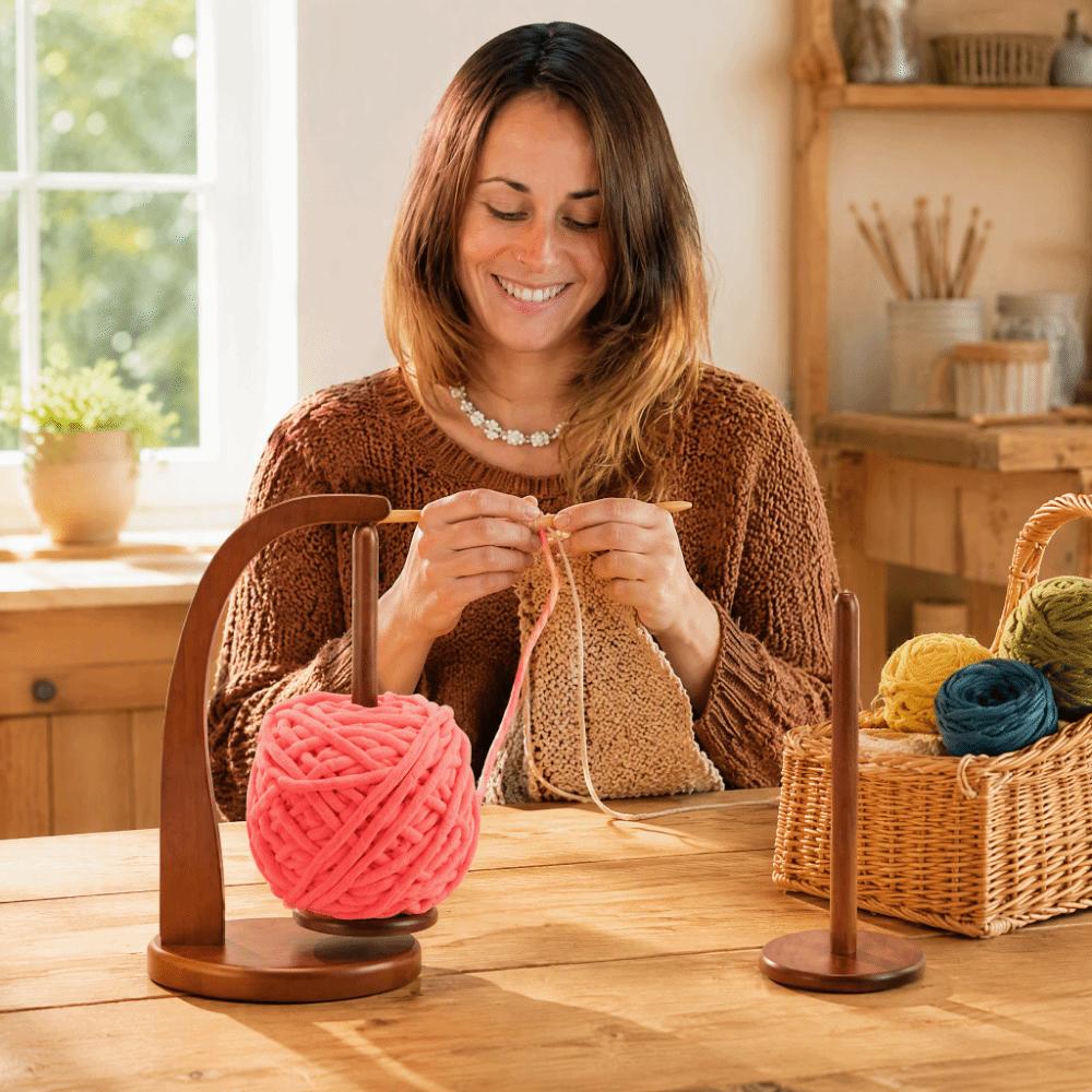 360° Rotatable Yarn Holder Wooden Yarn Spinner Gift Magnetic Spool Holder Crochet
