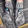 Cute And Interesting Cat Head Pattern Calf Socks for Men And Women,Comfortable And Breathable, For Family, Party, Couple Gifts