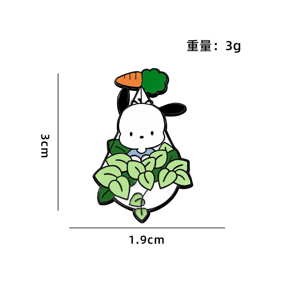Enamel Alloy Cartoon Brooch Sanrio Cinnamoroll Pochacco Kuromi Hello Kitty Green Potted Plant Badge for Bags Clothing