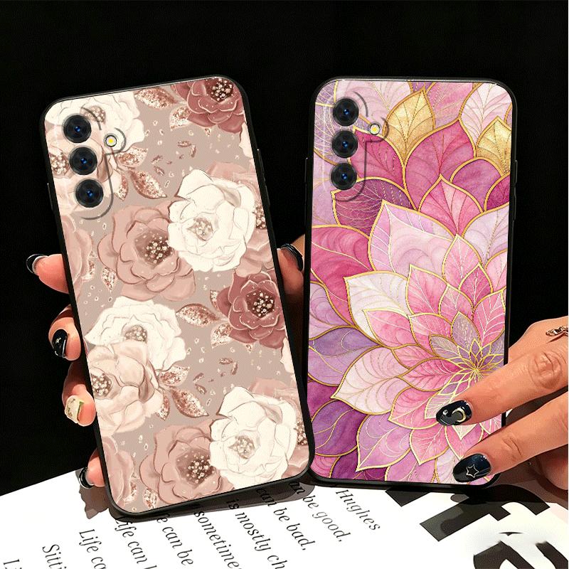Красивый Розово-Золотой Арт Мягкий Чехол для Телефона для Samsung A17 A37 A57 A16 A26 A36 A56 A15 A25 A35 A55 A14 A24 A34 A54 A13 A23 A33 A53