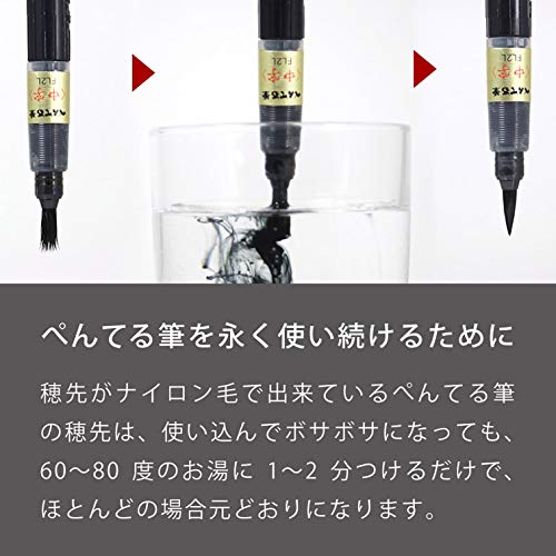 Кисть-ручка Pentel, Pentel Brush XFL2B, Широкий наконечник, Черный, 40 x 230 x 15 (мм)