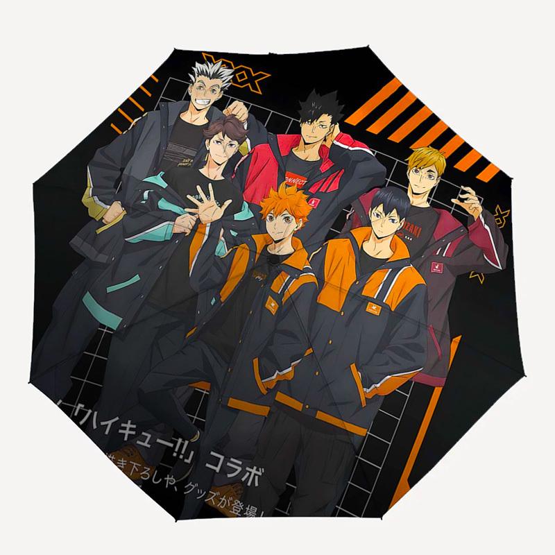 1pc Haikyuu!! Collaboration Automatic Opening Folding Umbrella with 8-Bone Iron Frame Portable Design for Outdoor Use, Perfect Gift for Fans, Traveler