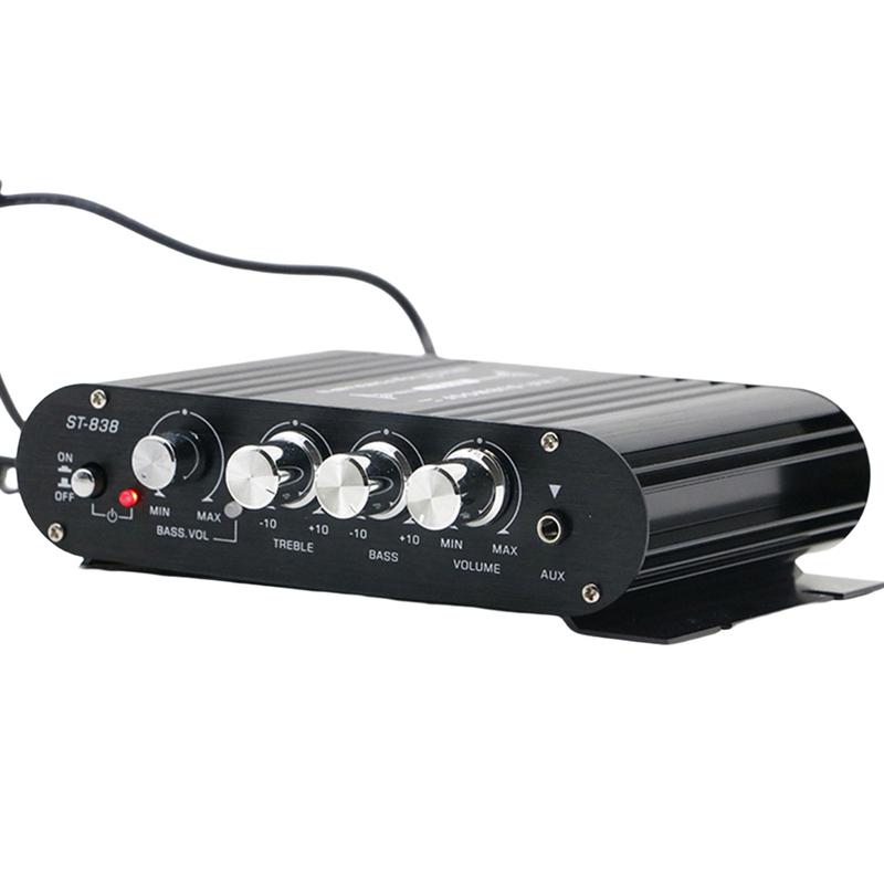 ST-838 HiFi 2.1 Channel Power Amplifier Bass and Treble Adjustment 80W*2 Subwoofer Amplifier Mini Media Player