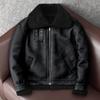 Thickened Lambswool Genuine Leather Fur Coat Men B3 Flight Jacket Large Size Warm Winter Outwear
