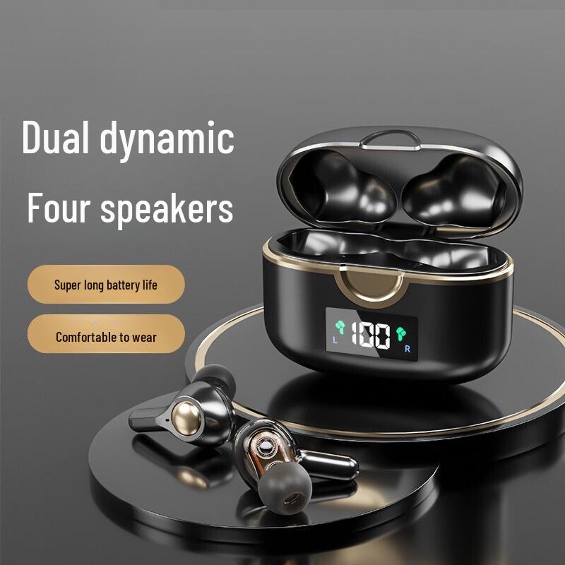 T22 TWS Bluetooth Headset: Dual Dynamic Coils, Four Speakers, Display Screen, Heavy Bass Sound
