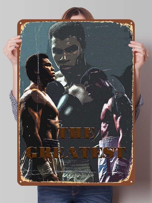Металлические постеры с изображением Мухаммеда Али, боксера, декор для комнаты, изготовленные на заказ металлические таблички с боксерскими мотивами для украшения стен, ретро-стиль для дома и мужской тематики.