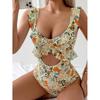 New Sexy Monokini One-piece Monokini Stylish Ruffle Edge Monokini Swimsuit for Women O- Neck Quick Dry Bikini Set