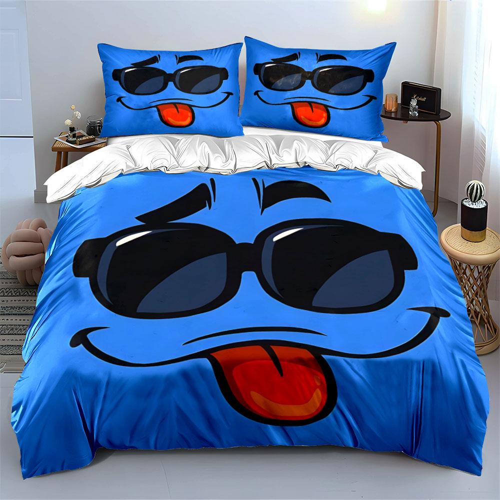 Smiling face with sunglasses. Bedding sets Duvet cover sets Duvet covers Pillowcases(1*Duvet Cover 2*Pillowcases without duvet insert)