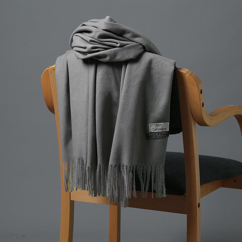 2025 New Autumn/Winter Women'S 18 Solid Color Imitation Cashmere Scarf, Single Color Thickened Warm Shawl