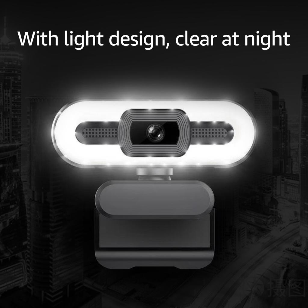 4K USB Plug and Play Webcam with Built-in Microphone Lighting for Live Stream Video Call Video