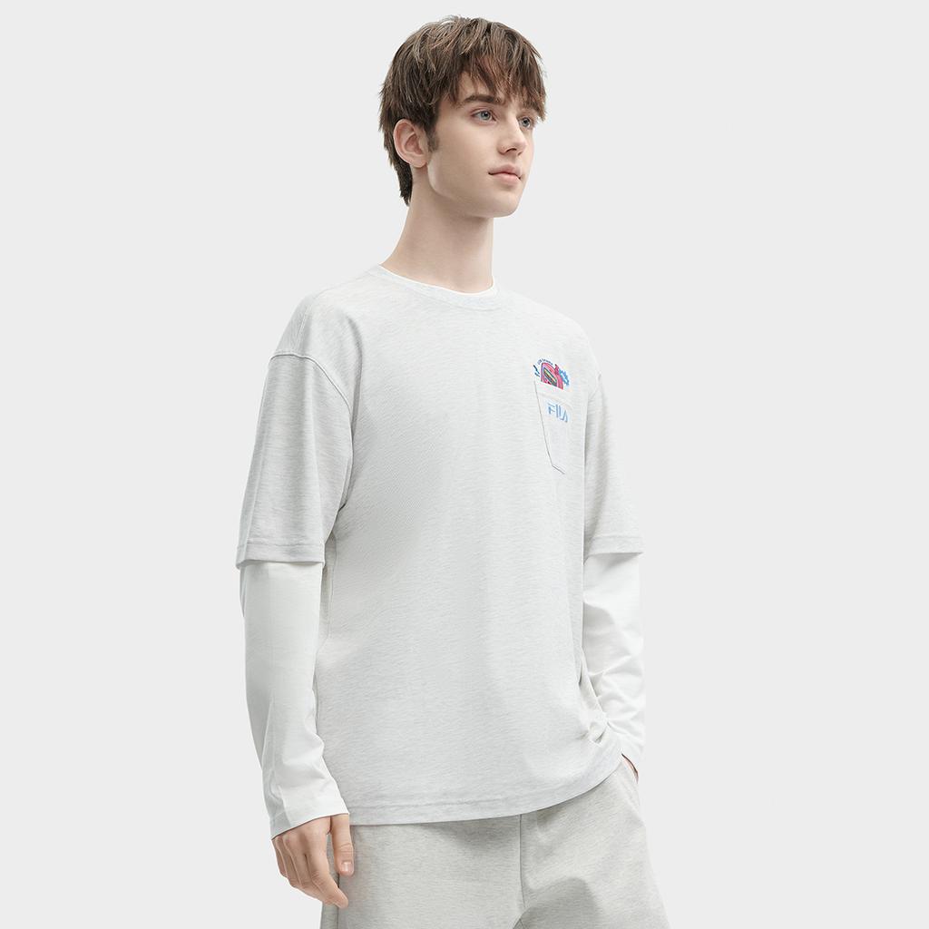 Новая мужская футболка FILA светло-пастельного меланжевого серого цвета F51M429103FMG