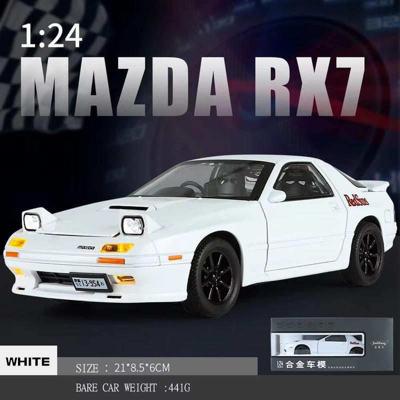 1:24 Mazda RX7 RX-7 Супер Спортивный Автомобиль Звук и Свет Инерционный Механизм Коллекция Украшения Моделирование Литая Модель Машины Литье Детская Игрушка Подарок Мальчику