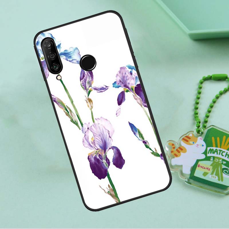 Iris Purple Flower Watercolor For Huawei Nova 10 9 SE 5T 12s 12i 11i Y91 Y90 Y60 Y70 Y72 Y61 P20 P40 P30 Lite P60 Pro Case
