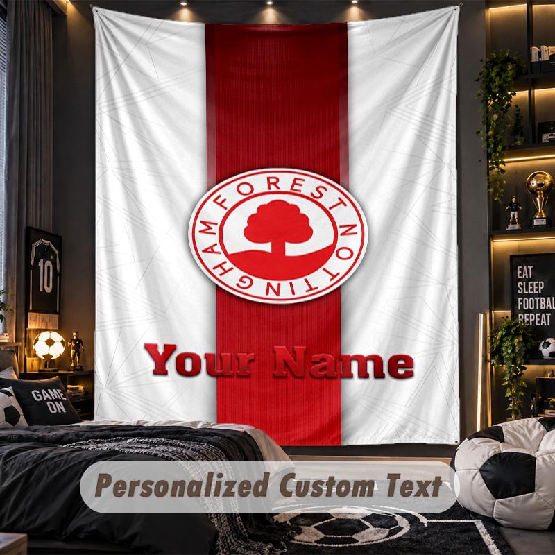 TapestryNottingham Forest FC Custom Name Text Personalized Wall Hanging Tapestry Home Wall Decor