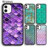 Krajews Watercolor Faux Glitter Mermaid Scales Phone Case For iPhone 14 5s 6s 7 8 Plus X XR XS 11 12 13 Pro Max Samsung S21 S22