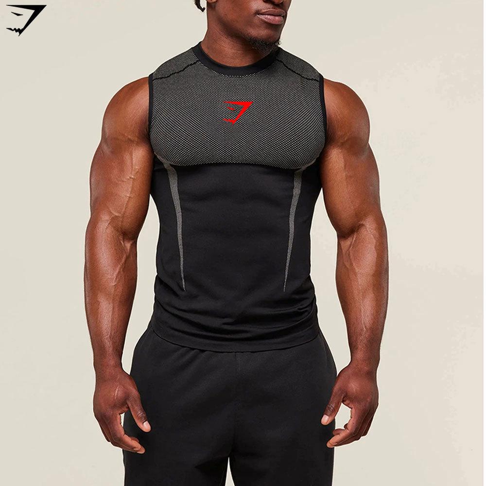 Мужская дышащая облегающая тренировочная жилетка GYMSHARK - с коротким рукавом