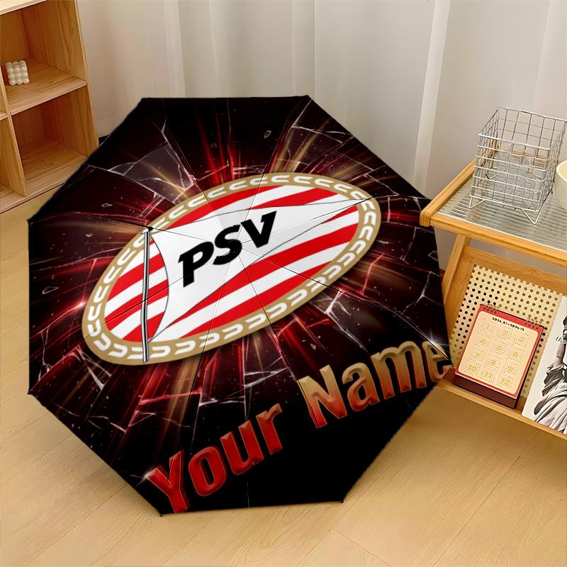 Автоматический 3-складной зонт PSV Eindhoven FC, 8 ребер, ветрозащитный, складной, защита от солнца и дождя, для путешествий на открытом воздухе, для ежедневного использования