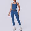 Бесшовный Однотонный Комплект Bodycon с Вырезом на Спине для Йоги и Бега