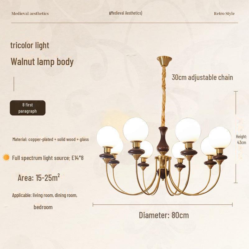 Люстра из цельного дерева в средневековом стиле: Французский художественный дизайн для гостиной, спальни или ресторана