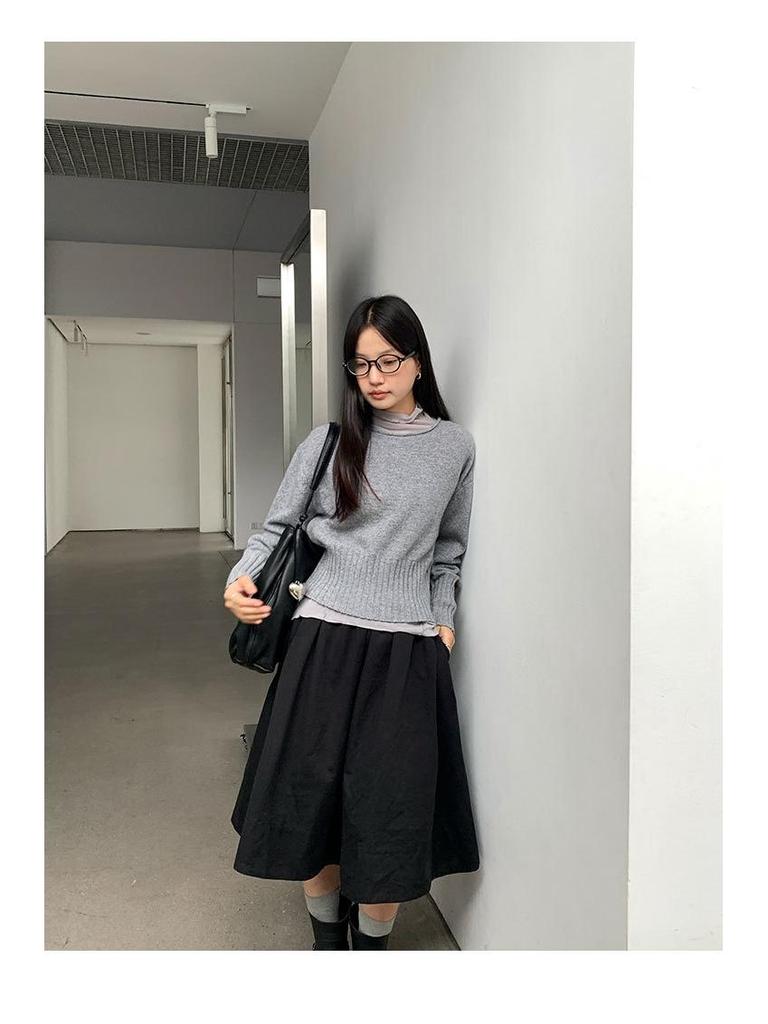 EVERTURE Женский облегающий топ с длинными рукавами и воротником-стойкой, осенний корейский стиль