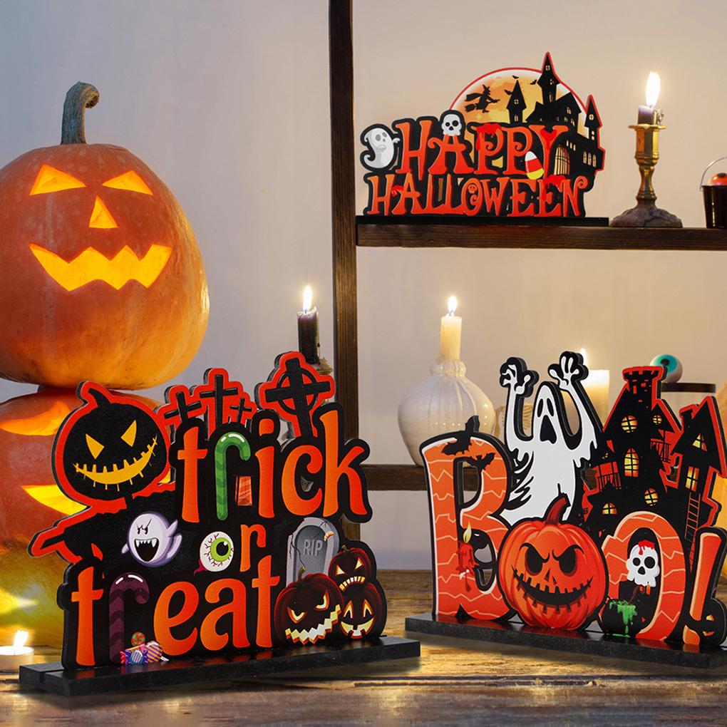 Table Ornament Halloween Party Activity Desktop Decoration DIY Craft Wooden Ornament for Home Decor