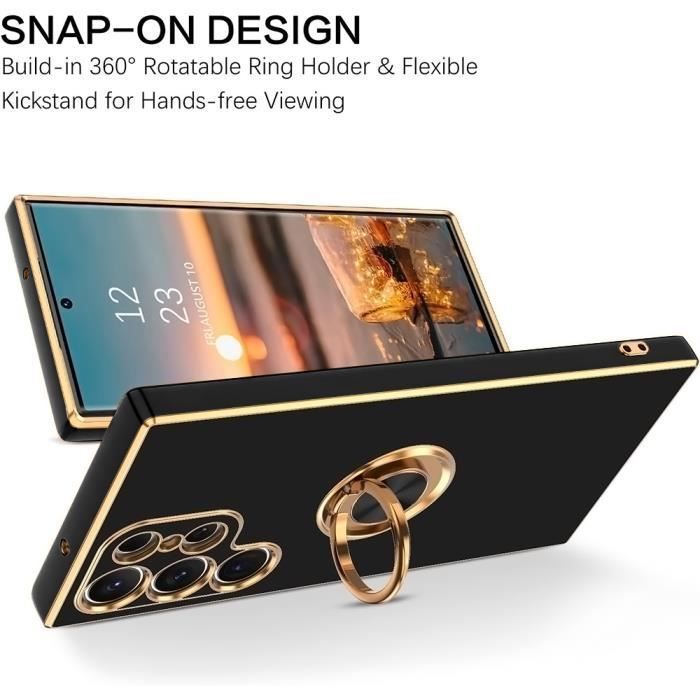 Case - BOOLING - for Samsung Galaxy S22 Ultra - Black - Shockproof - Adjustable Stand - Elegant