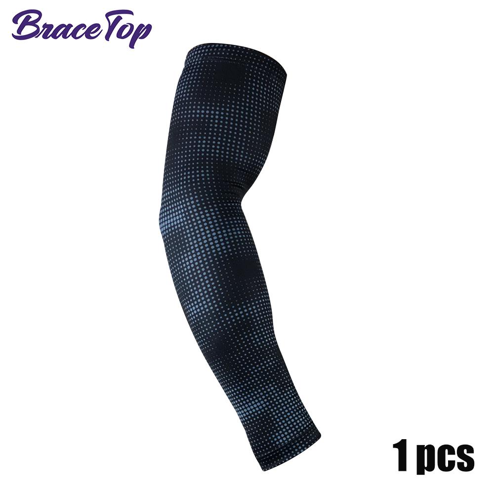 Bracetop 1 шт. Спортивные нарукавники для работы на открытом воздухе с защитой от УФ-лучей, нескользящие налокотники, компрессионные охлаждающие спортивные рукава из ледяного шелка