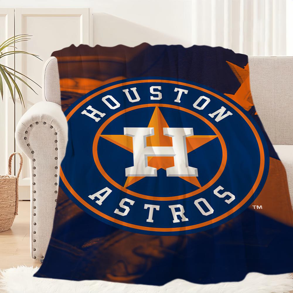 Спортивная команда Бейсбол Плед Плюшевый Диван Коврик для сна A-Astros-ES для Гостиной Теплый Офис Спальня День Рождения Дом Путешествия Детские Подарки