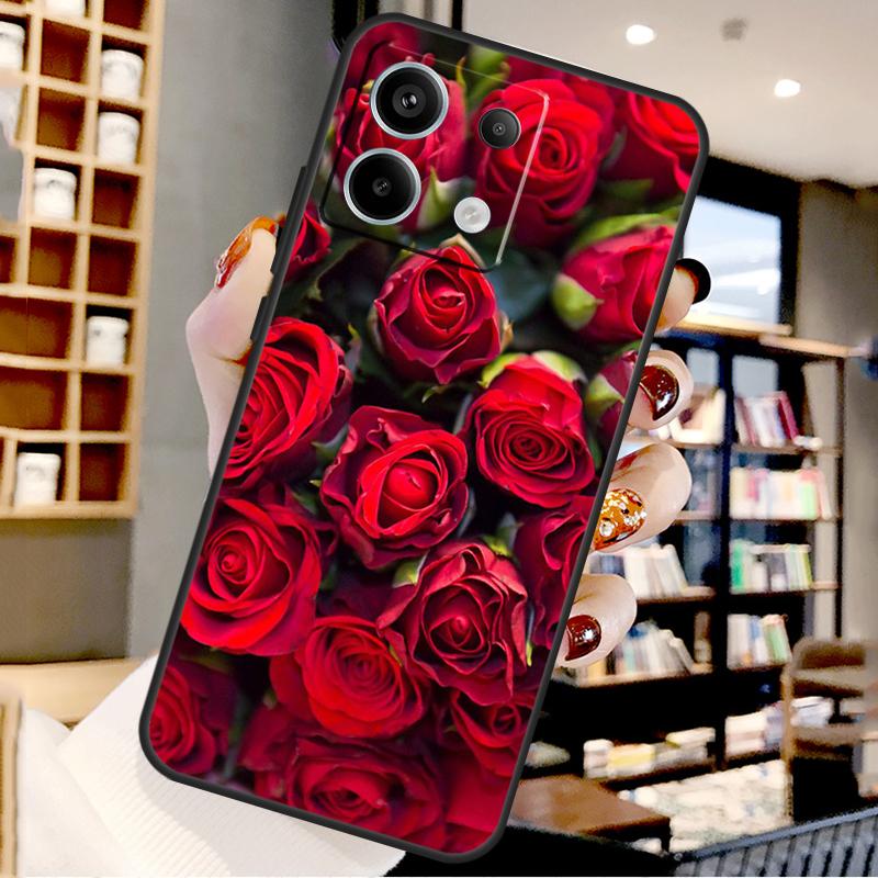 Ярко-красные розы Цветы Для Xiaomi Redmi Note 14 Pro 9 10 11 12 13 15 Pro Plus Чехол Для Redmi 15 15C 14C 12C 10C 13C