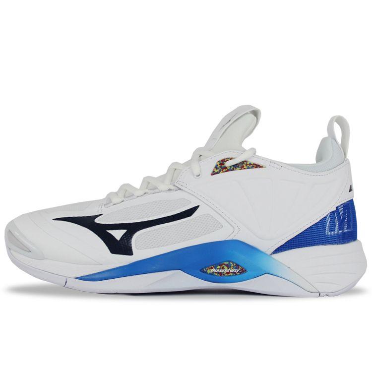 Mizuno Волейбольные кроссовки Wave Momentum 2 с низким верхом, нескользящие, с поддержкой, унисекс, белые, черные, синие V1GA211200