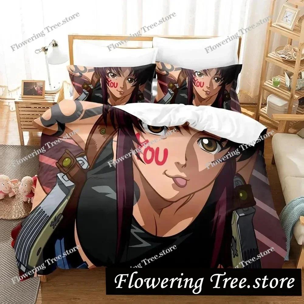 Anime Black Lagoon Bedding Set Duvet Cover Bed Set Quilt Cover Pillowcase Comforter king Queen Size Boys Adult Bedding Set029963