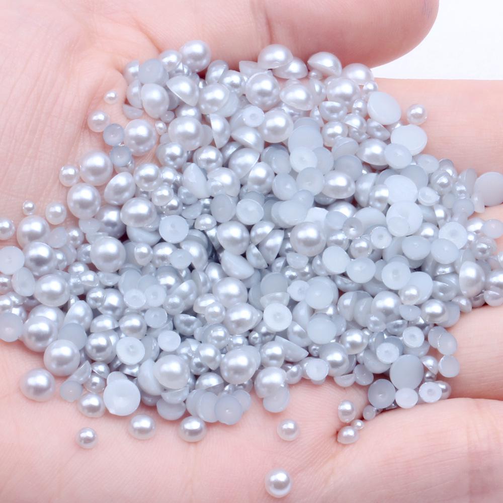 8mm Flat-Bottom Half-Round Imitation Pearls Beads, 100-Pack - DIY Rhinestone Mobile Case Accessories