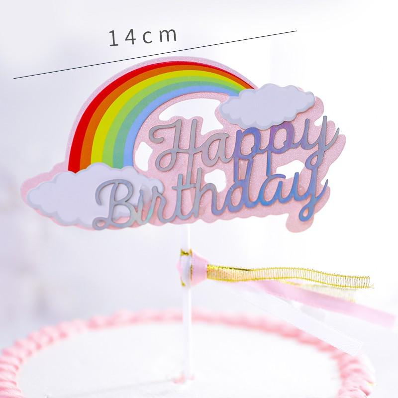 Pink Themed Cake Decor: Heart & Cloud Balloons with Insert Cards for Birthday Parties