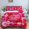 Love Heart Duvet Cover Set Pillowcase Couples Quilt Cover King Size Valentine Gifts Happy Valentines Day Polyester Bedding Set