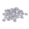 50 Pieces Lots Glitter Silver DIY Flatbacks Resin Flat Back Layered Flowers Cabochon Buttons Charm