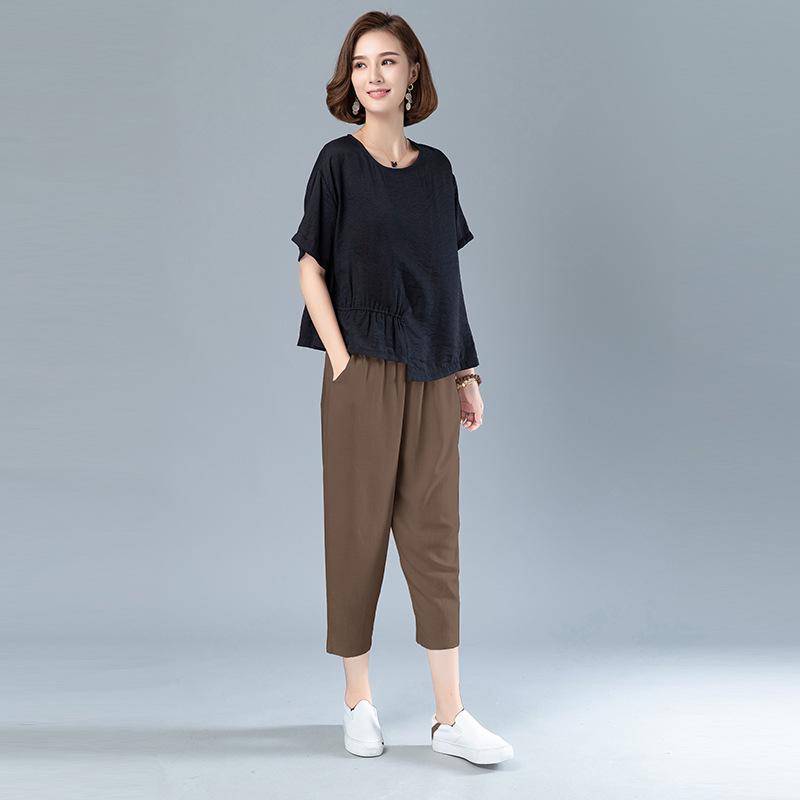 Летняя мода 2025 года: Мамин маленький повседневный комплект из хлопка и льна