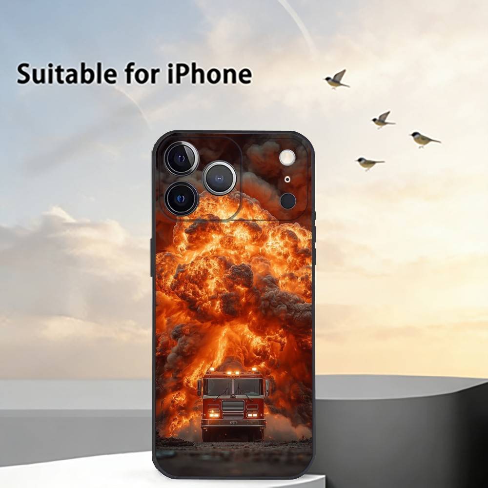 F-Пожарный Чехол для телефона Пожарного Для iPhone 17, 16,15,14,13,12,11 Plus,Pro Max, Другие Мягкий Черный Чехол