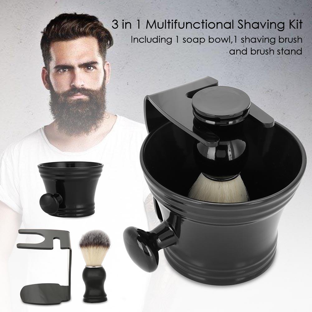 3 IN 1 Shaving Brush Set With Brush Stand & Soap Bowl Men Shaving Kit Tool