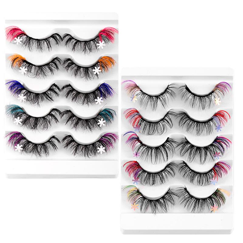 6D High Imitation Color False Eyelashes Decorative Eyelashes Fried Hair Messy Thick Grafted Eyelashes