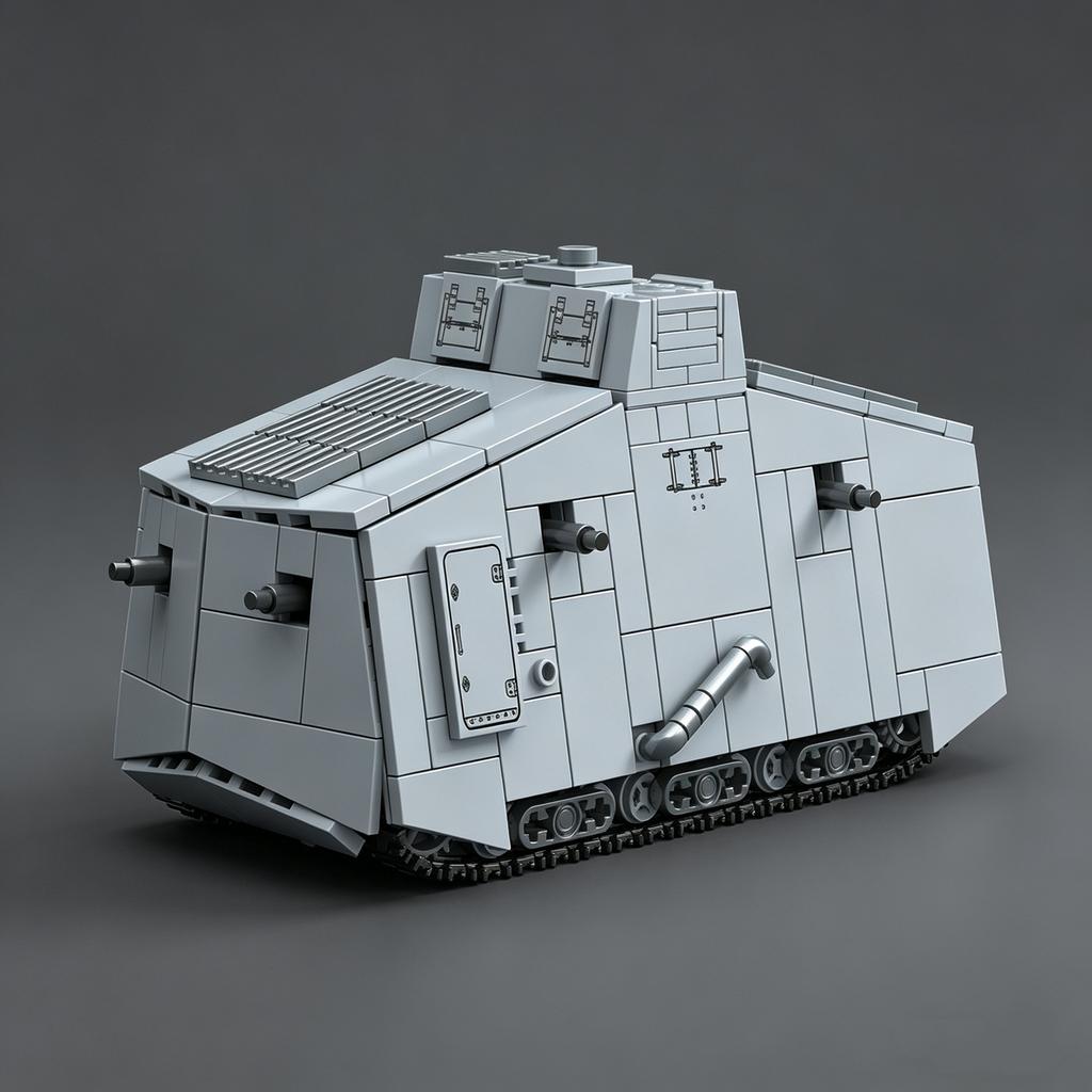 MOC Figurine A7V Heavy Tank Building Block Tracked Transport Model—Educational Toy : Base Fortress