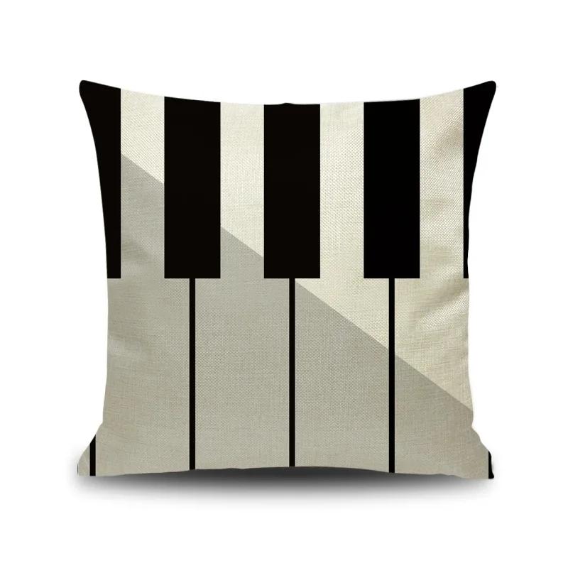 45X45CM Piano Key Wonderful Notes Decorative Pillowcase Car Sofa Art Piece Office Seat Cushion Cover Home Decoration